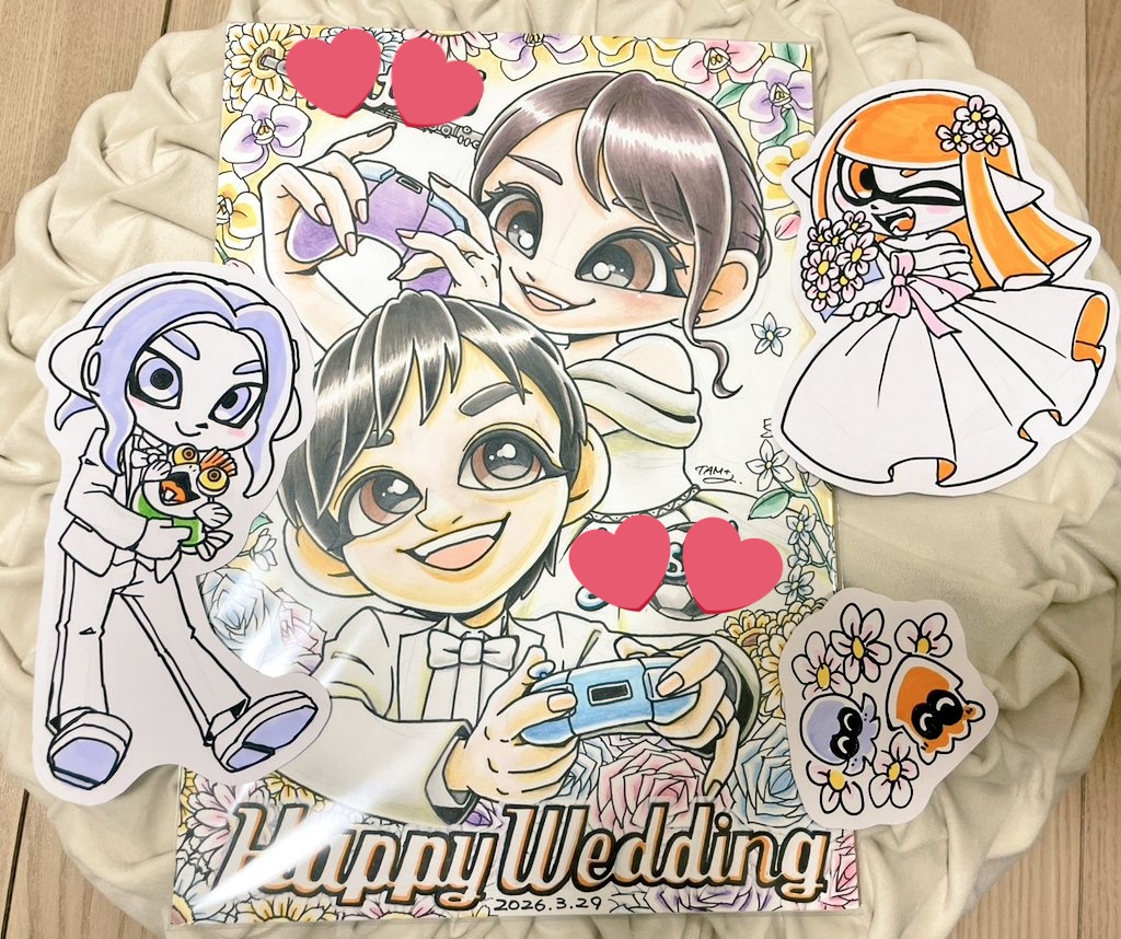 tommy_spl's tweet photo. TAM+αさん（@TAMa_2400）に結婚式のウェルカムボード描いてもらいました！！
最高すぎてしばらく余韻にひたってた🥰
これだけでもう良い式になりそう…！
本当にありがとうございました😊 https://t.co/0i0JfziKtf
