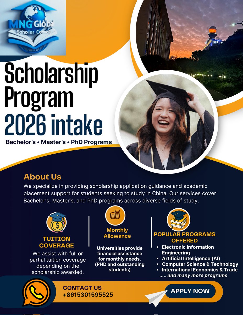 Tell a friend to tell a friend to  tell a friend, September intake is on!!! Apply immediately! FULLY FUNDED AND PARTIAL scholarships available to study in China.