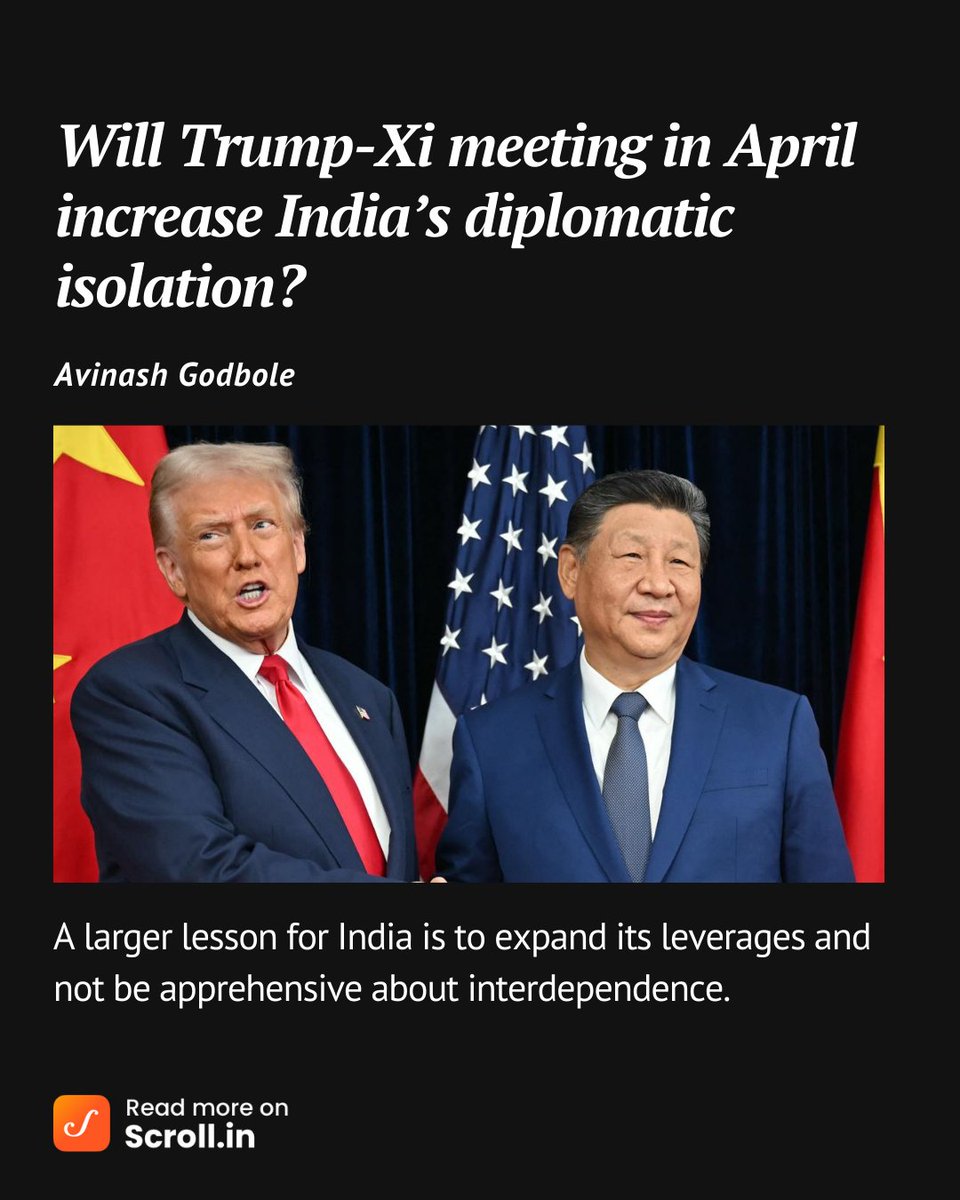scroll_in's tweet image. India needs a nimble multilateral strategy and bilateral economic diplomacy abroad and a fresh look at its domestic industrial and innovation strategy.

scroll.in/article/109008…

Avinash Godbole writes

#indiachinarelations #uschinarelations