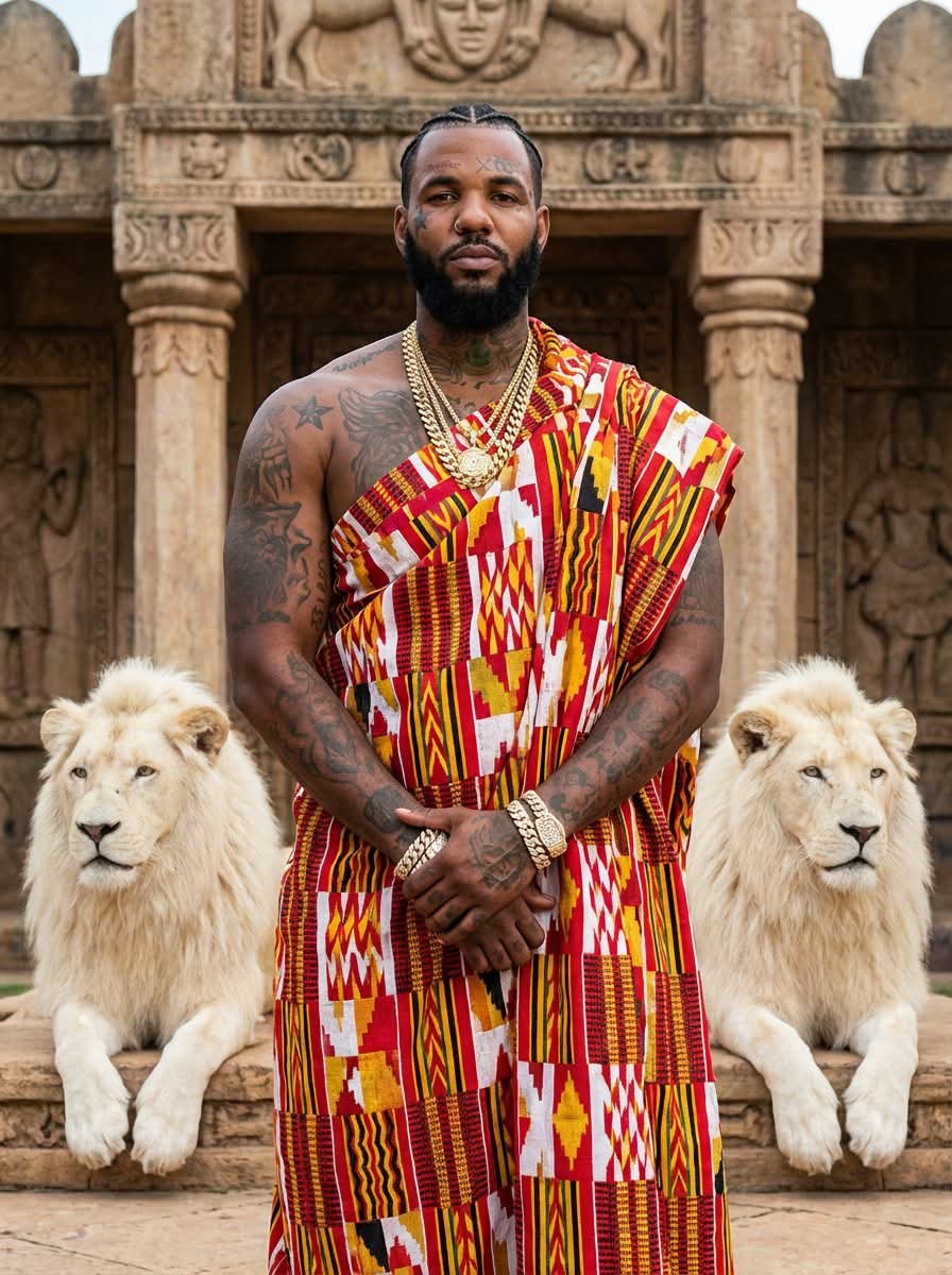 Thepidgin_guy's tweet photo. The Game is rocking Kente majestically. https://t.co/03aycOUqAM