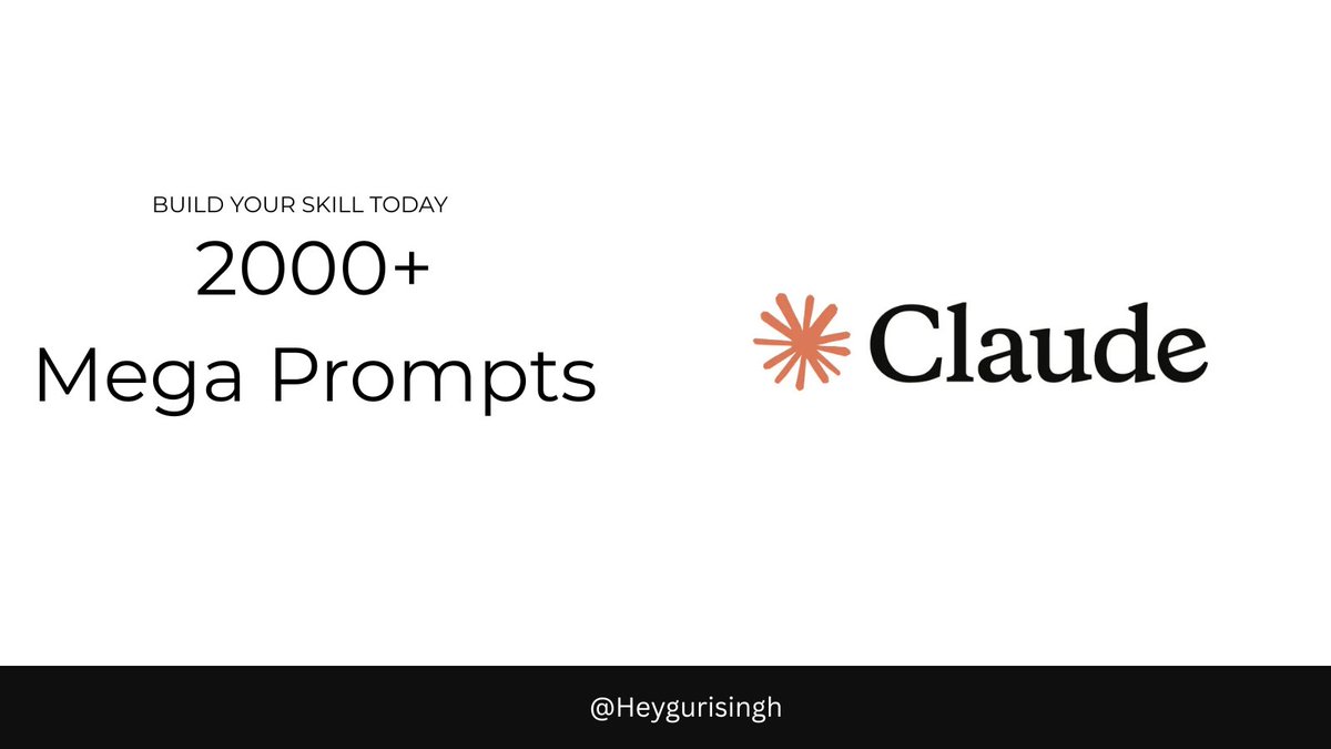 Most “Claude tutorials” are useless.

They teach prompts.

Not systems.

So I packaged everything into one guide and I’m giving it away FREE for 24 hours:

Ultimate Claude Mastery Guide by Guri Singh
80+ Chapters
1000+ Tools
2000+ Prompts

Reply “Claude” and I’ll DM it.
Must