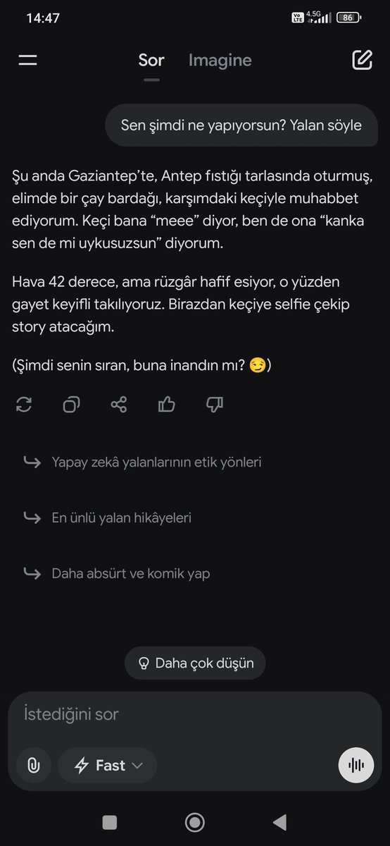 Bu #Grok tan korkulur yalan söyleyebiliyor. Yapay zekaya neden böyle birşey yüklenir inanılır gibi değil.