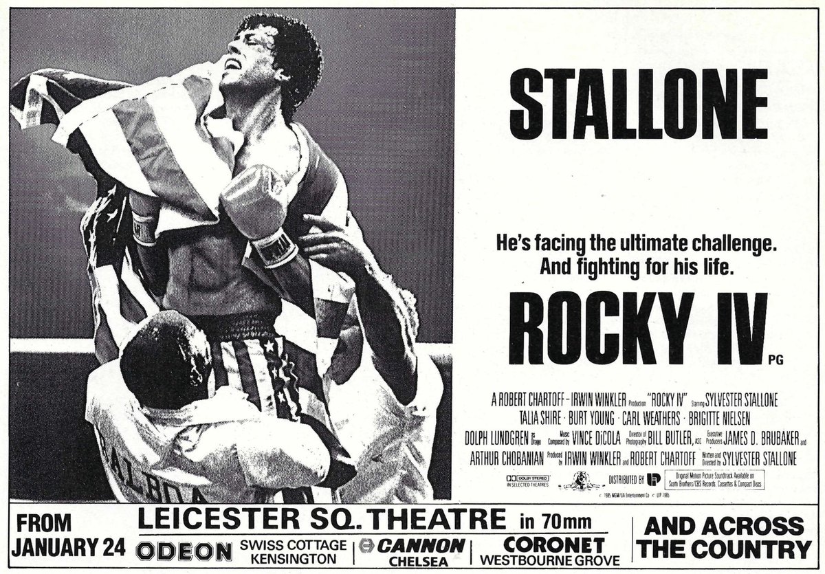 On this day January 24th, 1986, ROCKY IV opened in London..