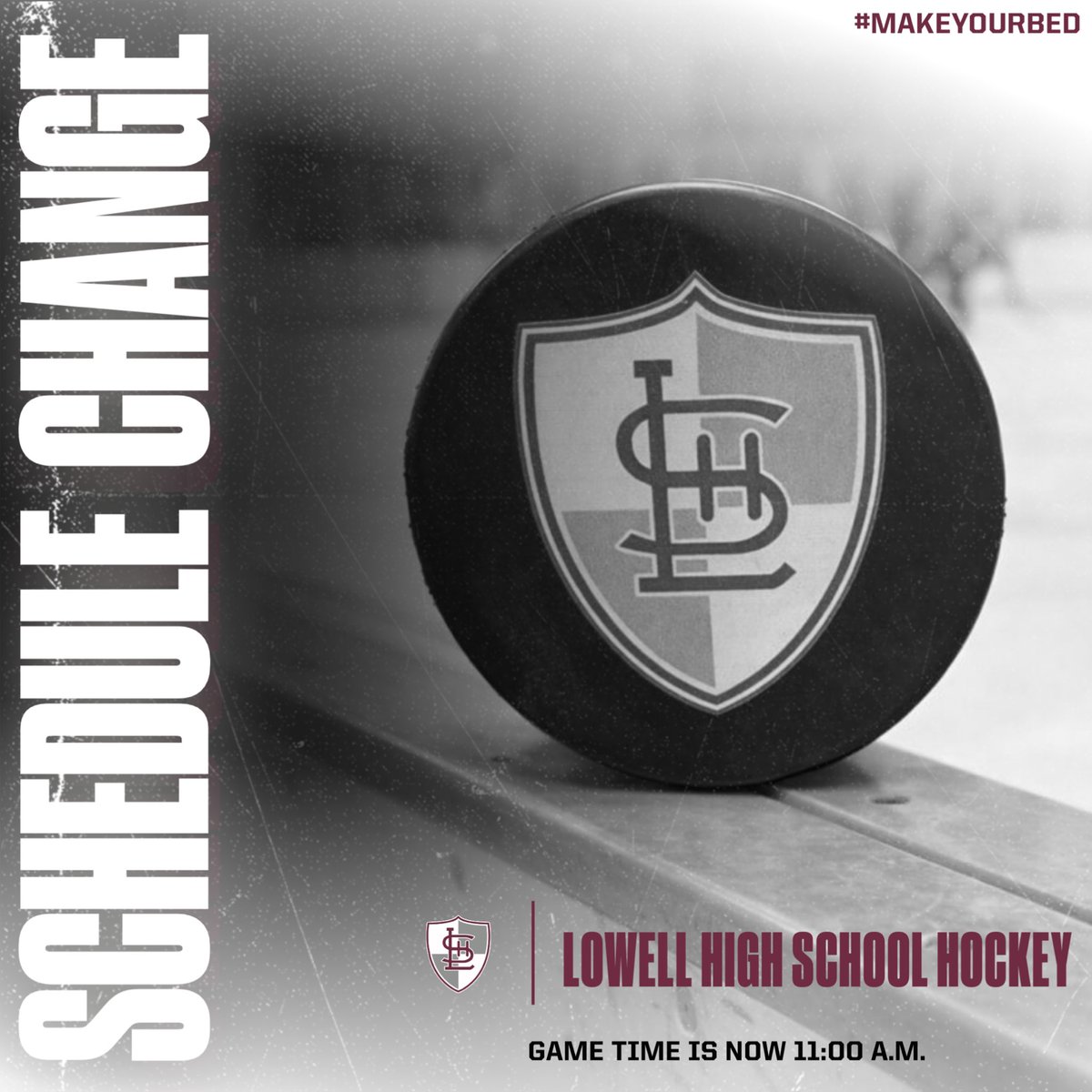 🚨🚨🚨Schedule Change🚨🚨🚨
Due to Winter Storm Fern, tomorrow’s matchup with Haverhill High School will now be played at 11:00 a.m. at Tsongas Center. #makeyourbed