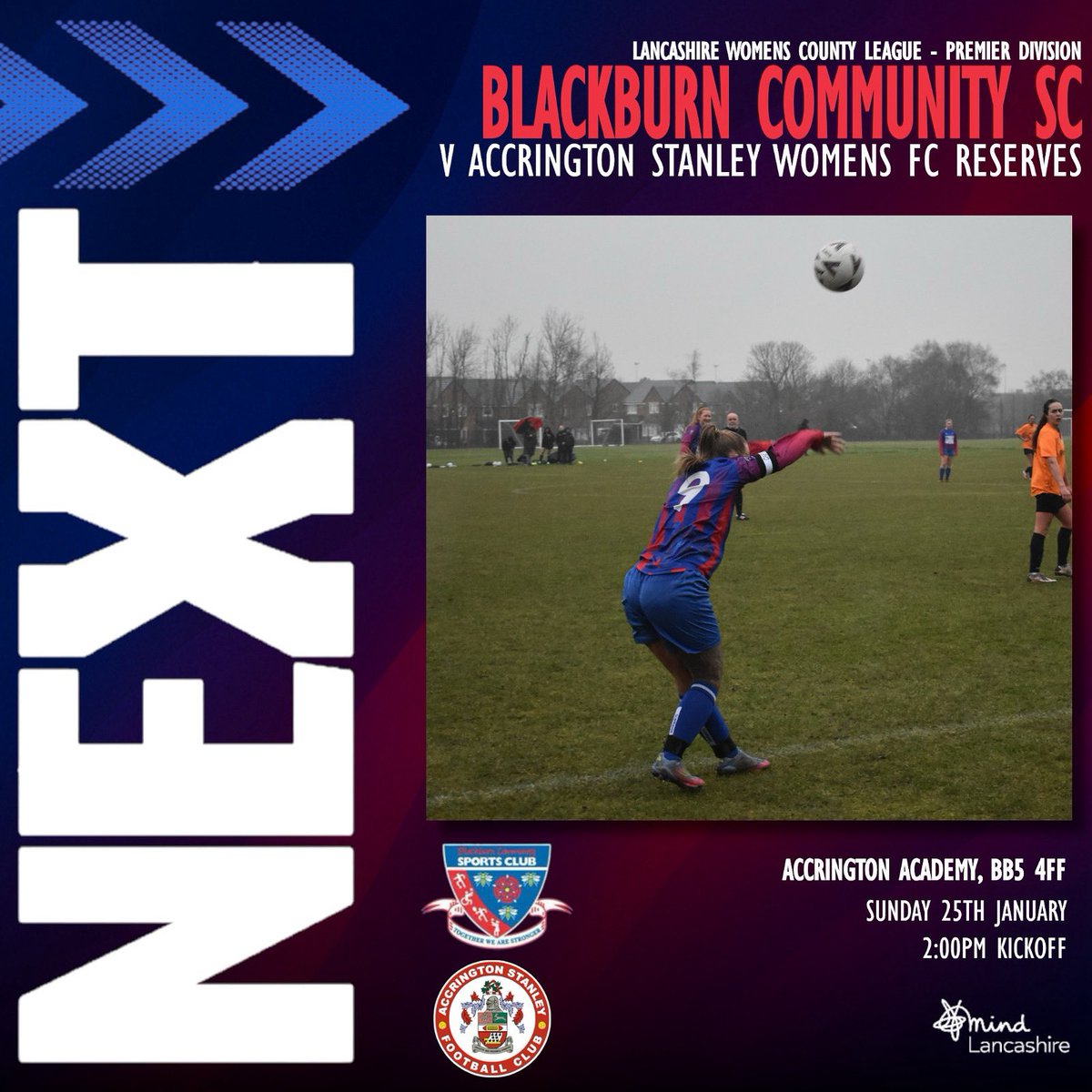 BCSCWomensRes's tweet photo. Game day is nearly here ⏳

We’re on the road and back in league action tomorrow.

📆 25th January 
🆚 Accrington Stanley Reserves
🏟 Accrington Academy
  Queens Road West
  Accrington 
  BB5 4FF
🕐 2pm

Any support would be greatly appreciated 👏🏻

🔴🔵

#TogetherWeAreStronger https://t.co/6hgT52vRv1