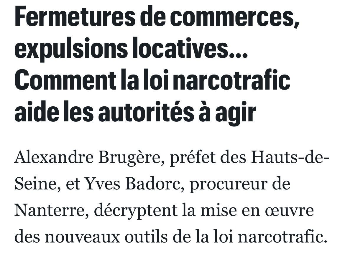 Image de Préfet des Hauts-de-Seine - ❌ Une guerre totale contre le narcotrafic !

Le journal Le Parisien revient sur le travail mené par 