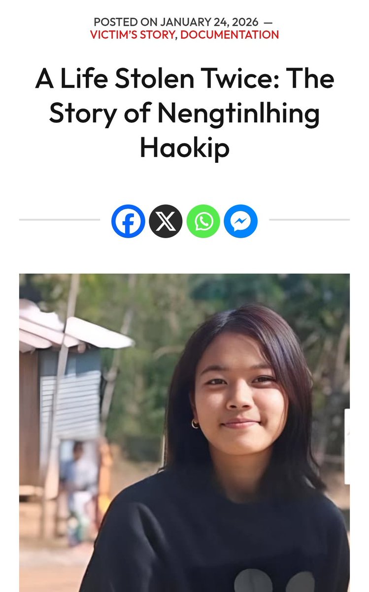 Manipur: This is the full story of a 20-year-old Kuki girl Nengtinlhing Haokip who was kidnapped,ràped and died after 971 days of waiting for justice thingkholemalcha.com/a-life-stolen-…
<a href="/MahuaMoitra/">Mahua Moitra</a> <a href="/palkisu/">Palki Sharma</a> <a href="/BDUTT/">barkha dutt</a> <a href="/unwomenchief/">Sima Bahous</a> <a href="/priyankagandhi/">Priyanka Gandhi Vadra</a> <a href="/CartoonistSan/">Sandeep Adhwaryu 🇮🇳</a> <a href="/SupriyaShrinate/">Supriya Shrinate</a> <a href="/MIB_India/">Ministry of Information and Broadcasting</a>