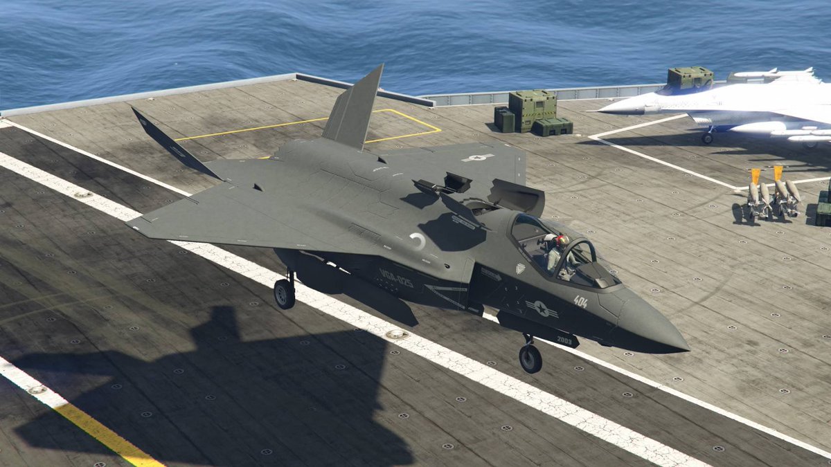 19FWgta's tweet photo. 第302飛行隊は統合任務計画の一環で海軍協力の下、空母の離着艦訓練を行いました。
そして初めてF160ライジュウ使い空母離着艦を18航空団が初めて成功しました

#GTAOnline https://t.co/49VKHDiKIn