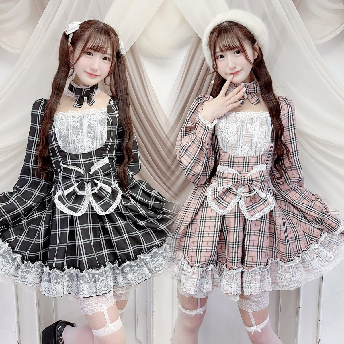 𝑁𝑒𝑤 𝑖𝑡𝑒𝑚 🎀🥄💭 . クラシカルチェック×繊細レースに