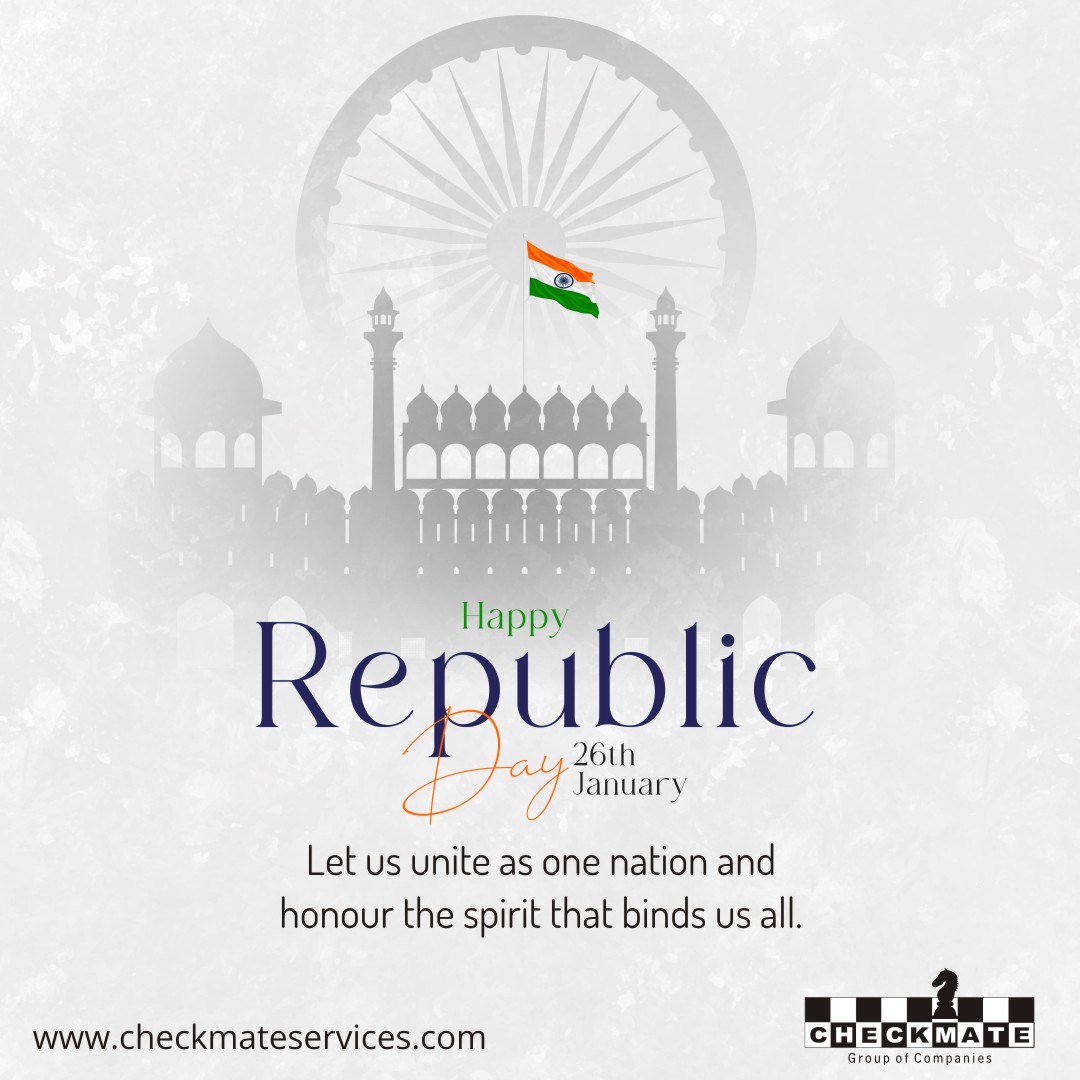 🇮🇳 Happy Republic Day 2026 🇮🇳 

At Checkmate Group, we honor unity, diversity, and progress. Let’s celebrate the values of our Constitution and pledge to build a stronger India. ✨

#RepublicDay #26January #India #UnityInDiversity #NationFirst #CheckmateGroup