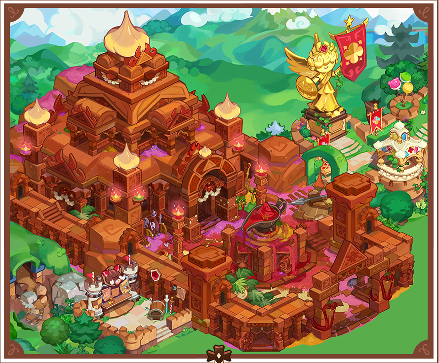 hohtdb's tweet photo. [Cookie Run: Kingdom / 쿠키런 킹덤] 
 © DEVSISTERS 

아트북에 버닝스파이스 공간 컨셉아트와 실리소스작업들을 감사히 크게 실어주셔서, 스리슬쩍 공개해봅니다.  (성스킨은 공지이미지...) 

이 역시 하고싶은 코멘트는 아트북에 2 https://t.co/RtPEOQgZTv