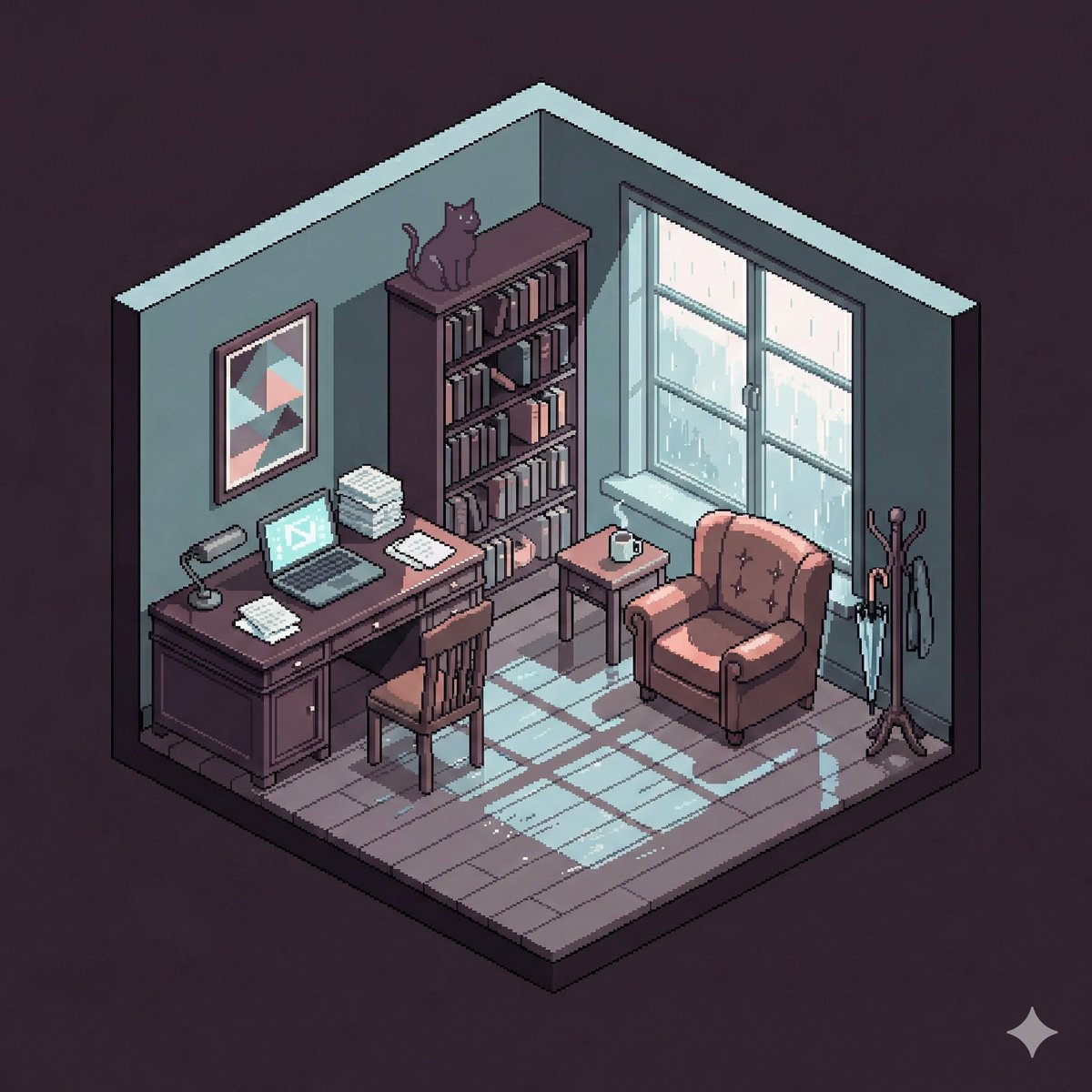 nerija_4's tweet photo. 高みの見物
#黒猫ネルの箱庭探訪
#AIPixelArt #LoFi https://t.co/6jjtb9YTkC