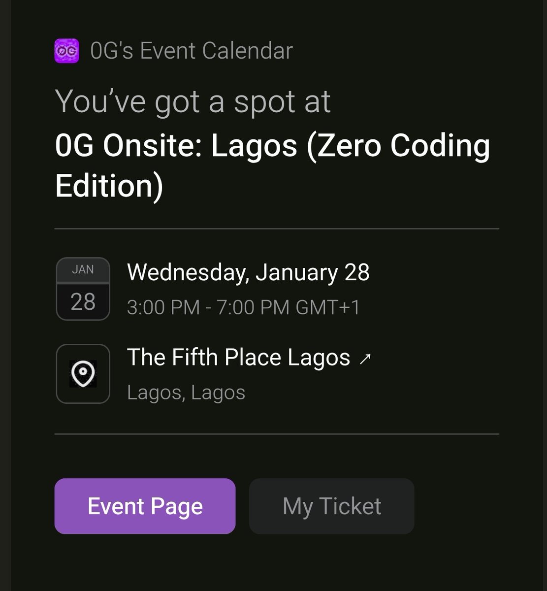 0gm - <a href="/0G_labs/">0G Labs (Home of Infinite AI)</a> !! 

See you soon Lagos 💯
