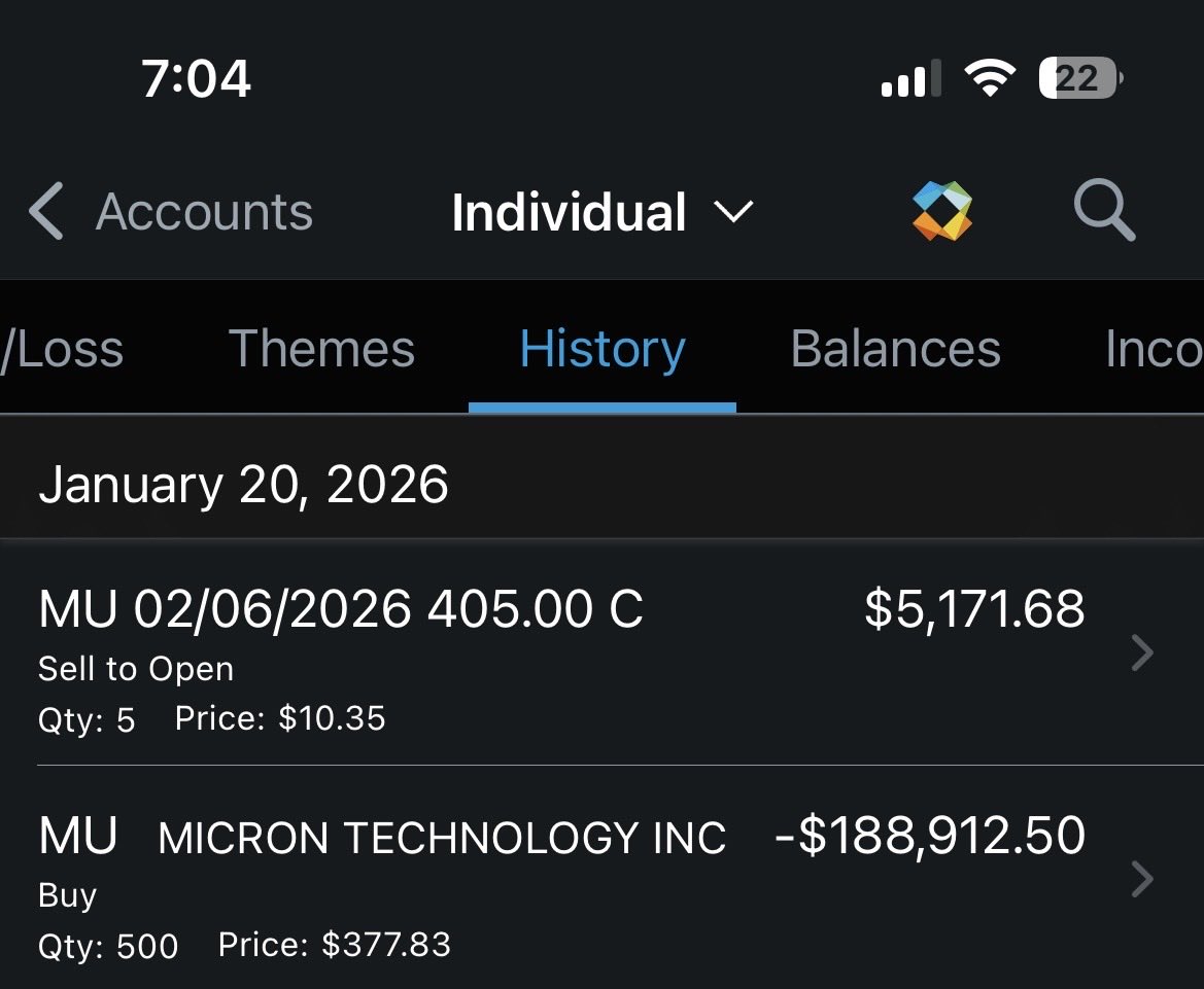 dano7888's tweet photo. @smartertrader Thank you for pounding the table on MU. I listened….I’m smiling. Sam you are a national treasure! https://t.co/kRYc7Ec6Dd