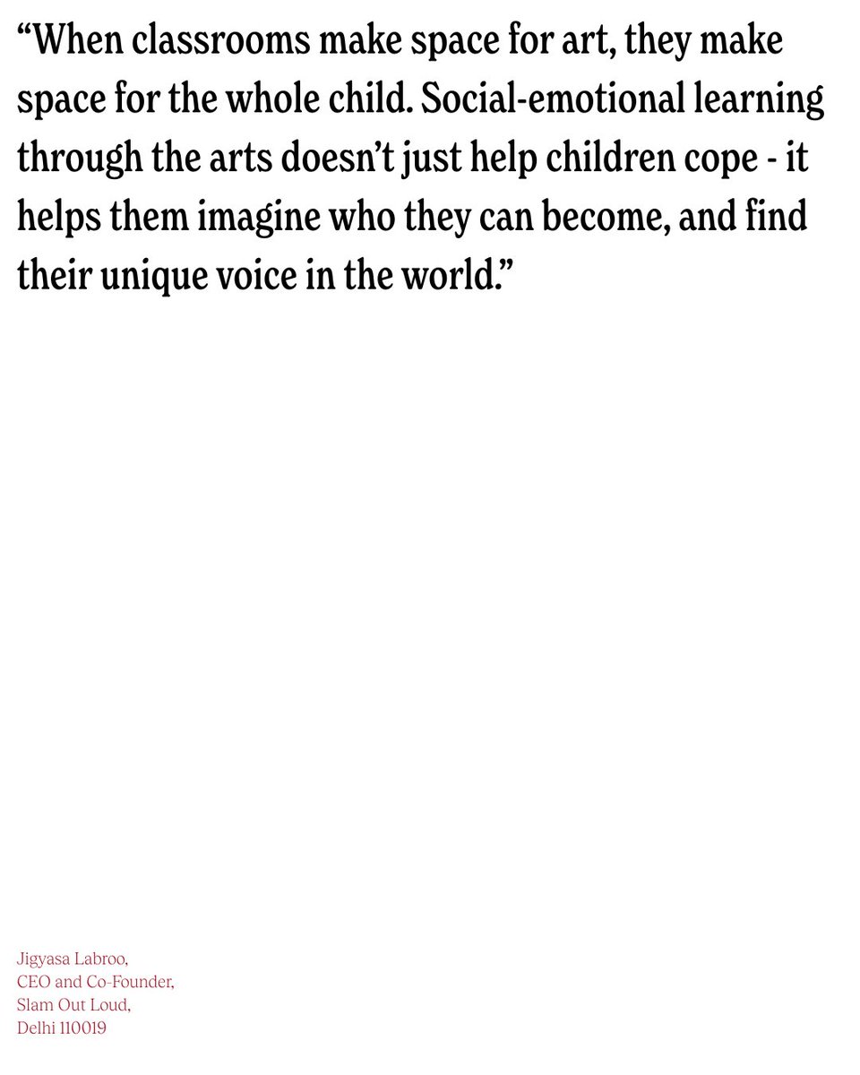 evocafoundation's tweet photo. This #WorldEducationDay, we’re celebrating some seriously talented young artists from schools across India.

We’re supporting @slamoutloud to bring artists into classrooms - it helps children express themselves, and build confidence while they’re at it 😌💬 https://t.co/41YyCFUETu