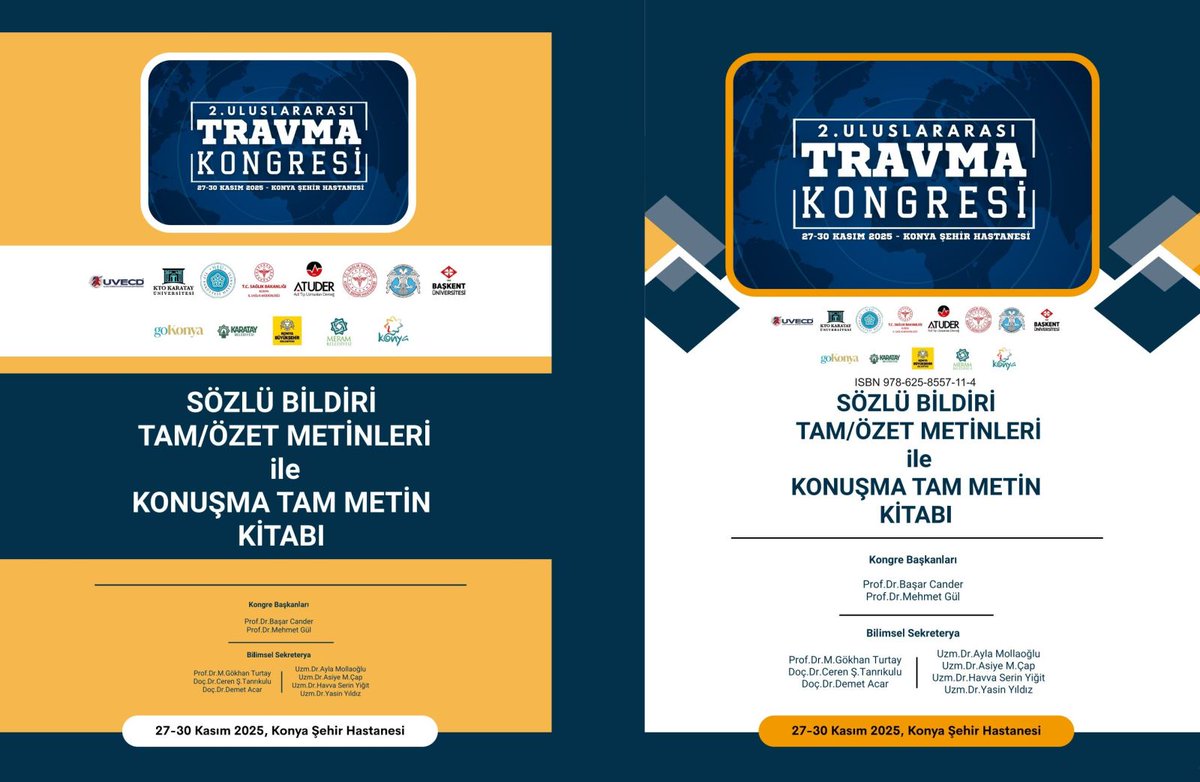 atuder.org.tr/75/haberler/37…
2.Uluslararası Travma Kongresi Bildiri, Konuşma Tam Metin ve Özet Kitabı yayımlanmıştır. #atuder #epat #acil #aciltıp #travma