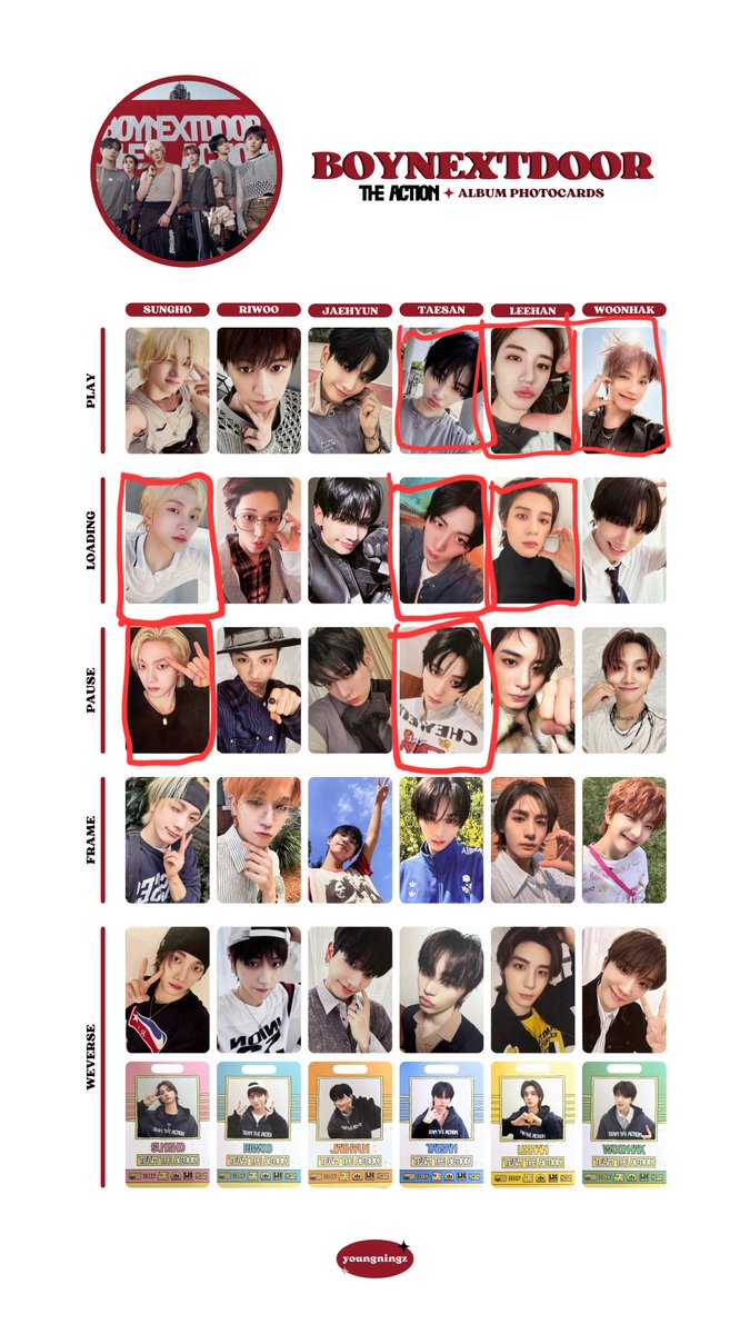 보이넥스트도어 디 액션 앨범 포카 매입
BUY⭕️
표시되어 있는 포카 구매합니다
여러 장 우대
가격 제시해주세요
open.kakao.com/o/sblxubQg

BOYNEXTDOOR 보넥도 성호 리우 명재현 태산 이한 운학 앨범 19.99 the action 앨포 위드뮤 생일 포카 세트 위버스 미공포 앨범 양도