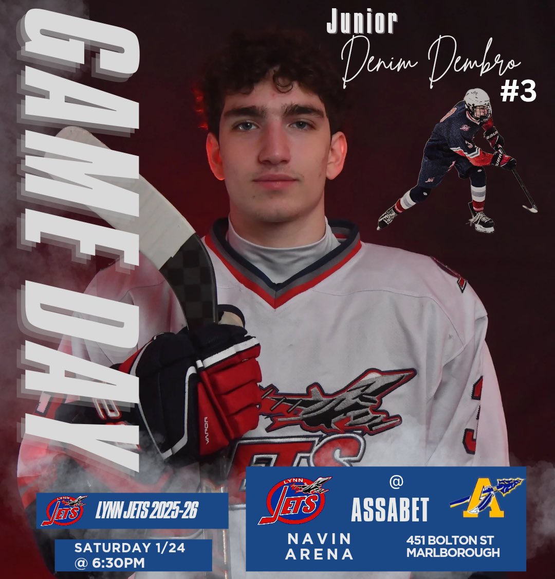 lynn_jets's tweet photo. Jets (6-6-0) are looking to stay on path as they travel to Marlborough for a battle with Assabet Valley RVT. 

🆚 Assabet Valley RVT
⌚️ 6:30PM 
🏟️ Navin Rink 
📍 Marlborough, MA
📺 Live Barn 

#LynnJets
#OneTeamOneFamily

 @MassHSHockey, @Itemsports, @MassNZ, @GlobeSchools https://t.co/aysZOZgEzX
