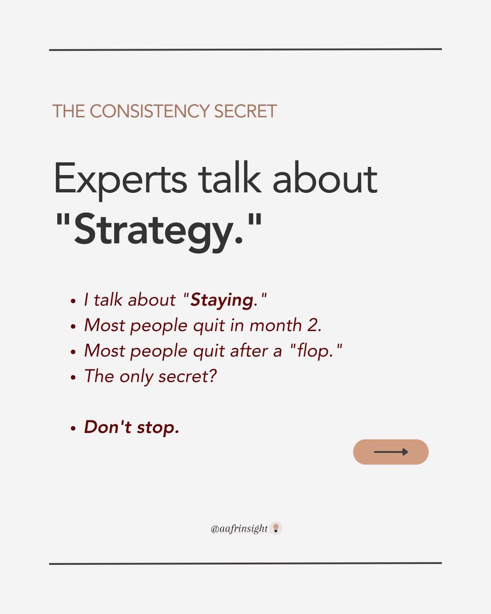 AafrInsight's tweet photo. Social media advice is broken. 🧵

Most quit because they hunt for likes instead of trust. The truth:
1. Success is 90% repetition.
2. Numbers don’t pay bills.
3. Help > Being perfect.

The breakdown (Part 1/2) 👇

#SocialMedia #Marketing https://t.co/jdMqhVQokh