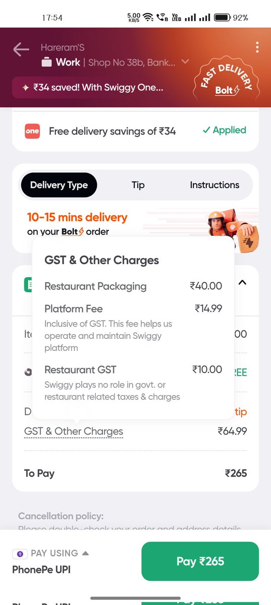 kumarajayhindu's tweet photo. #Swiggy #swiggydelivery #swiggyrestaurent #instamart swiggy packing charges are getting ridiculous. We already pay a premium for the food; the least you could do is cut us some slack on the packaging. Stop trying to monetize every little detail!" https://t.co/pMVxcv12XS