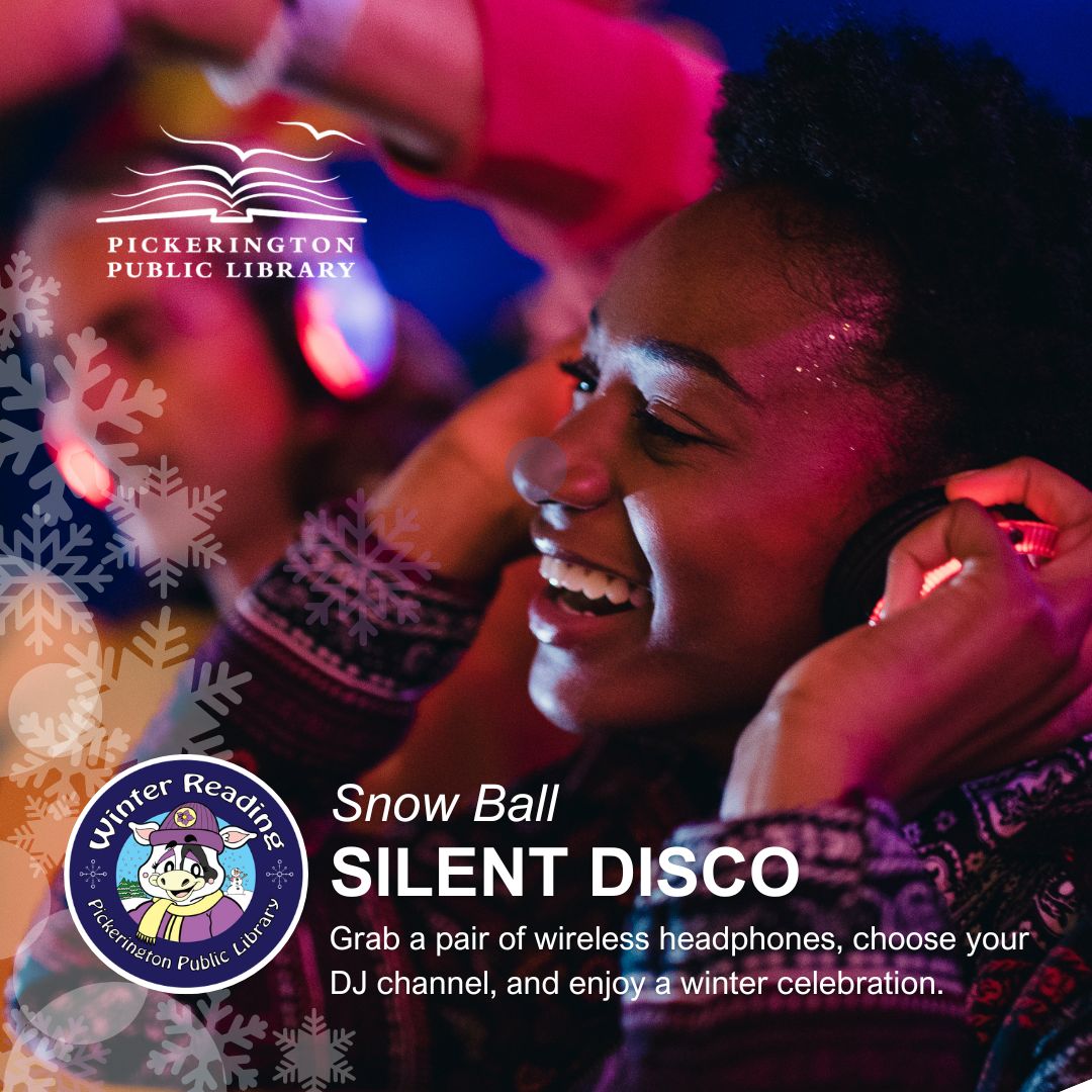 pickeringtonlib's tweet image. Get ready for the library’s coolest event of the season—the Snow Ball Silent Disco! Grab a pair of headphones, choose your DJ channel, and lose yourself in the beat. Space is limited to the first 50 participants. #PPLibrary
Jan. 30 | 3-5 PM| Pickerington Main Library