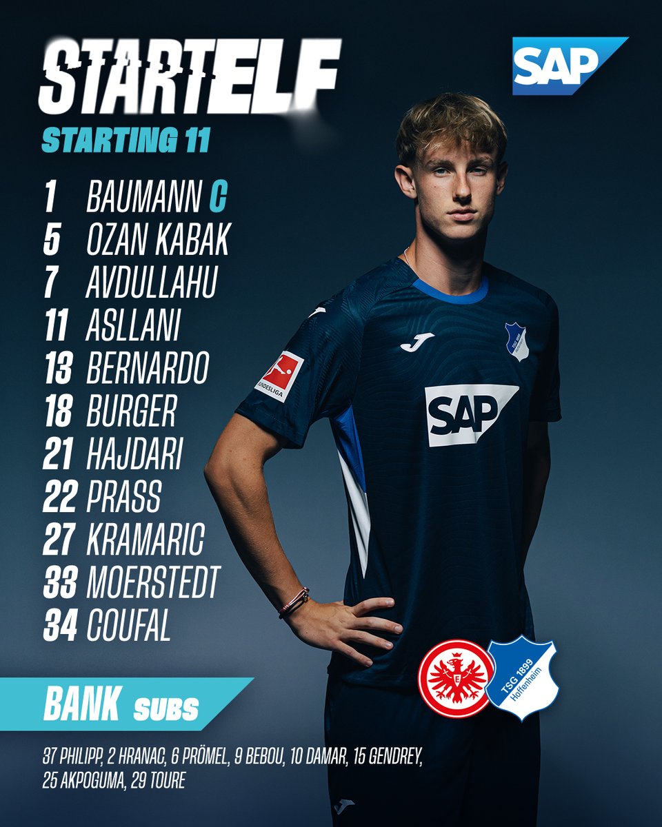 ホッフェンハイム のスタメンはこちら1️⃣1️⃣👇 #SGE | #SGETSG