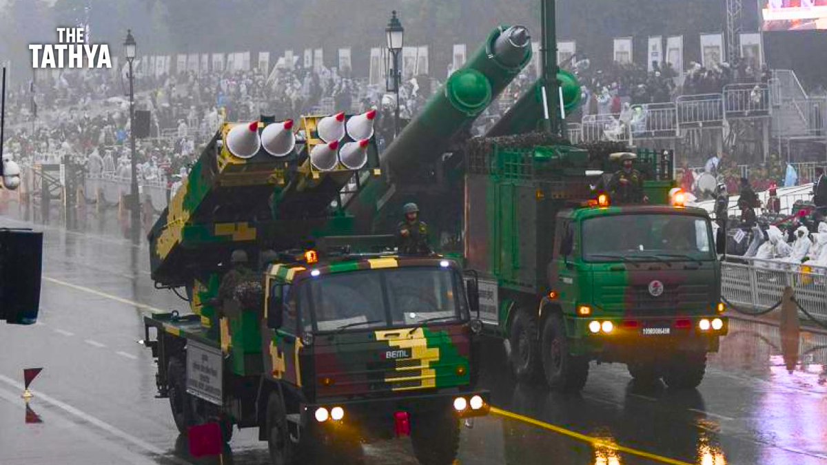 _TheTathya's tweet photo. Republic Day 2026 Will Showcase India’s Future Battlefield... 🇮🇳🔥

> For the first time, India will display its future battlefield, not just pageantry.
> Suryastra... a 300 km deep-strike rocket system... will debut on Kartavya Path.
> The newly raised Bhairav Light Commando Battalion will march in battle role.
> Shaktibaan Regiments with drones, counter-drone systems and loitering munitions will roll out.
> The iconic 61 Cavalry will appear in full combat gear, not ceremonial dress.
> Army formations will move in a phased battle array, exactly how wars are fought.
> Zanskar ponies, Bactrian camels, raptors and Army dogs will be showcased as operational assets.

👉 6,000 defence personnel, 29 aircraft, Rafales, Apaches, LCHs, BrahMos, Akash, MRSAM and ATAGS will roll down Kartavya Path.

This isn’t just ceremony.... This is doctrine on display.

> India isn’t showing tradition alone.
> It’s signalling how it plans to fight... and win future wars.

📌 Follow @_TheTathya for more such updates.