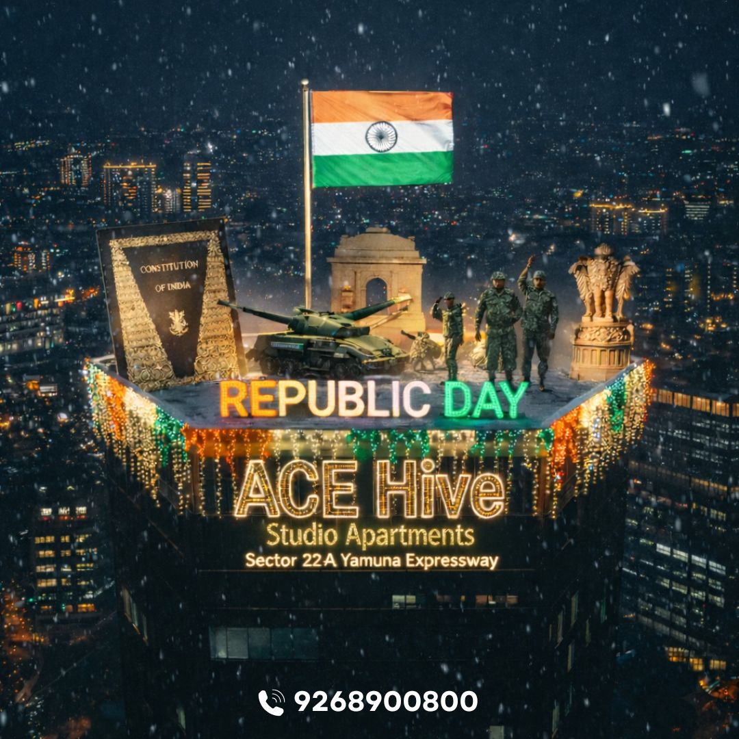 PropertynewsPro's tweet photo. Not just a studio. A statement of pride. 🇮🇳

ACE Hive brings thoughtfully crafted, fully-furnished studios where every square foot reflects elegance and progress—this Republic Day.

📍 Sector 22-A, Yamuna Expressway
📞 9268900800
🌐 https://t.co/vHnDAQjxsj

#RepublicDay #AceHive https://t.co/z9P9YE06Gn