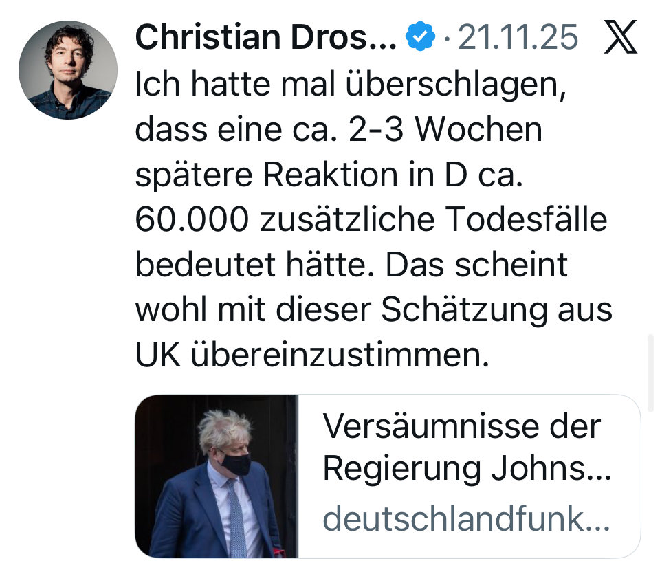 Quo_vadis_BRD's tweet image. Wurde @c_drosten schon darüber informiert, dass sein „Überschlagen“ sowie die Imperial-College-Modellierungen zur angeblichen Wirksamkeit der drakonischen Corona-Maßnahmen jetzt basierend auf deutschen (!!!) Daten widerlegt sind?

Siehe Peer-Review von @BMuellerSN @RBrinks…