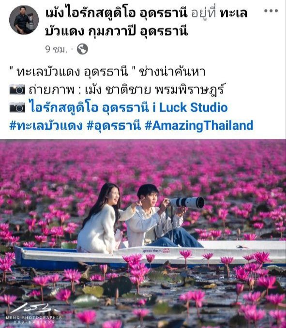 Myfrien95205232's tweet photo. แนะนำ ใครอยากได้ช่างภาพชาวอุดรฝีมือดีติดต่อ คุณเม้ง i Luck Studio 
( ไอรัก สตูดิโอ อุดรธานี ) ได้เลย  
ตามเครดิตภาพครับ 🥰 #LISA 
#AmazingThailandXLisa
#AmazingThailand
#FeelAllTheFeelings
#UdonThani
#ทะเลบัวแดง
#อุดรธานี https://t.co/xCi32CAro2