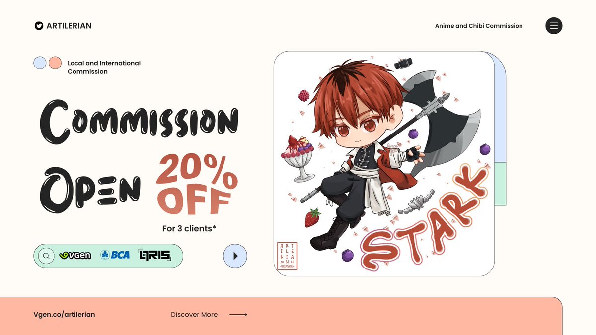 artilerian's tweet photo. ☆°OPEN COMMISSION°☆

RT &amp; like are very apreciated💕

Hello! I'm opening commission for local (regular and chibi) and international (chibi only). Feel free to ask me if you interested or want to ask anything!

Vgen: https://t.co/uhlkWVtcJK

#VGenComms #commissionopen #artidn https://t.co/INucbEKwvK