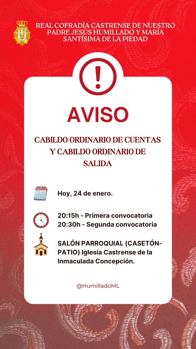 INFORMACIÓN ||

Nueva ubicación para los Cabildos de esta tarde.
