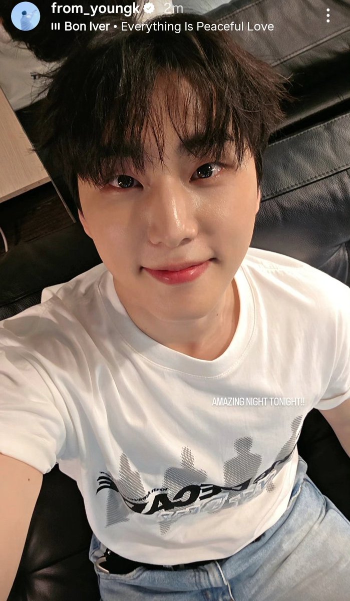 deisikseu's tweet image. Young K posted an Instagram Story!

"AMAZING NIGHT TONIGHT!!"

 🎵 Bon Iver - Everything is Peaceful Love

#DAY6_10th_Anniversary_Tour 
#DAY6inMNL