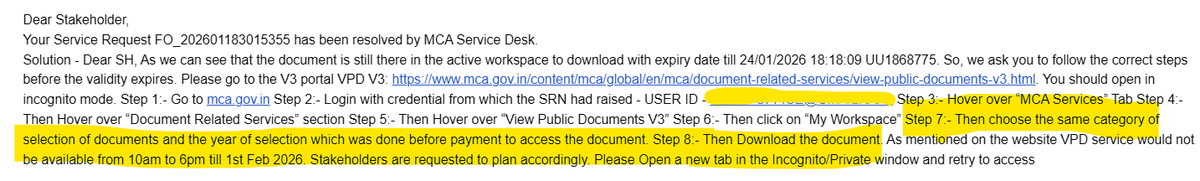 FYI, the Form MGT-7 is still not available in VPD on last date. what nonsense is this Point No 7.
VPD means all the data available on MCA Site
What it has to do with yr and caregory? <a href="/MCA21India/">Ministry of Corporate Affairs</a> <a href="/HelpdeskMCA21V3/">Helpdesk-MCA21V3</a>  UR Lacking AWARNESS
3rd Class System.