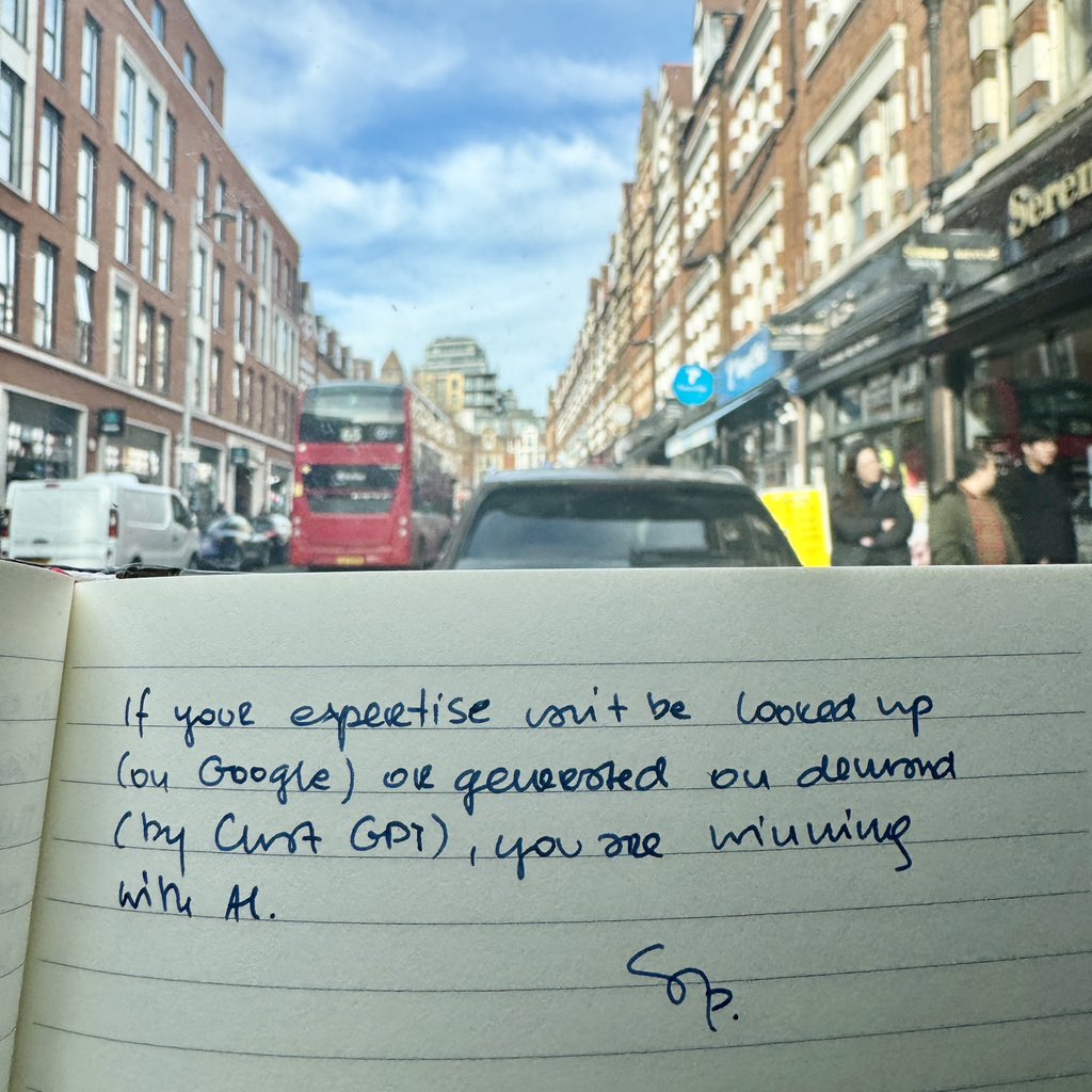 If your expertise can’t be looked up (on Google) or generated on demand (by ChatGPT), you are winning with AI.