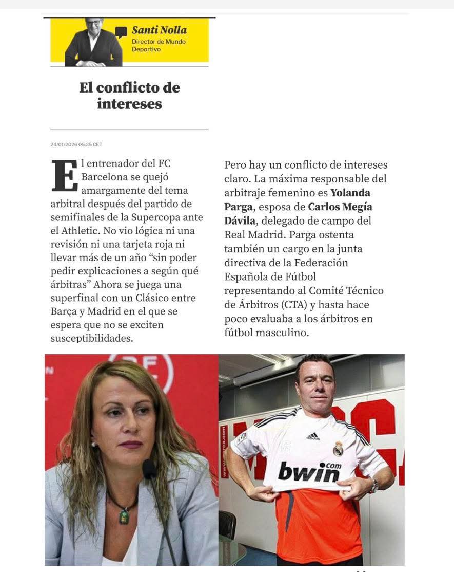 Poco a poco los medios van denunciando el conflicto de intereses #YolandaParga / #MegíaDávila que afecta tanto al fútbol Masculino como al Femenino