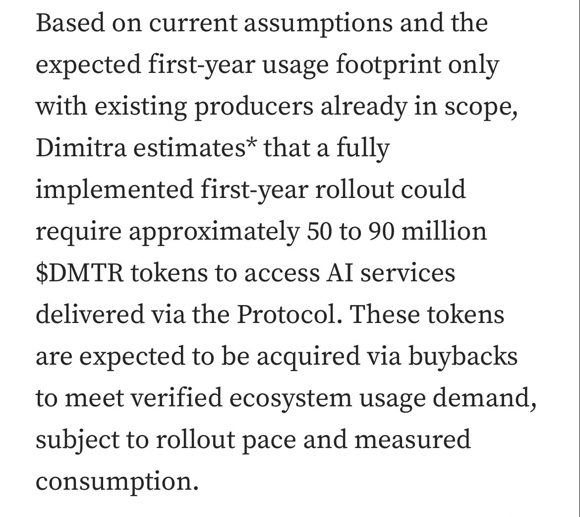 Potential 50 to 90 MILLION token buyback on $DMTR this year, so up to 13% of current CS

Just based on current users with many more coming