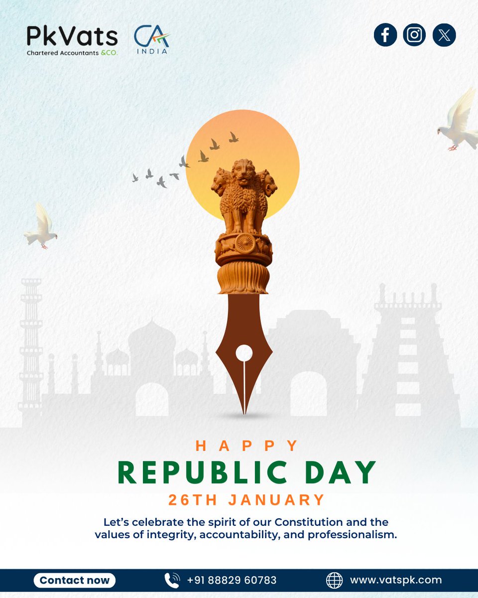 vatspkv's tweet photo. Happy Republic Day 🇮🇳
The Constitution guides our nation with integrity, accountability, and discipline.
This Republic Day, we reaffirm our commitment to upholding these values—both as citizens and professionals.
.
.
.
#RepublicDayIndia #ConstitutionalSpirit #IntegrityInPractice https://t.co/RIBfdFmf5V