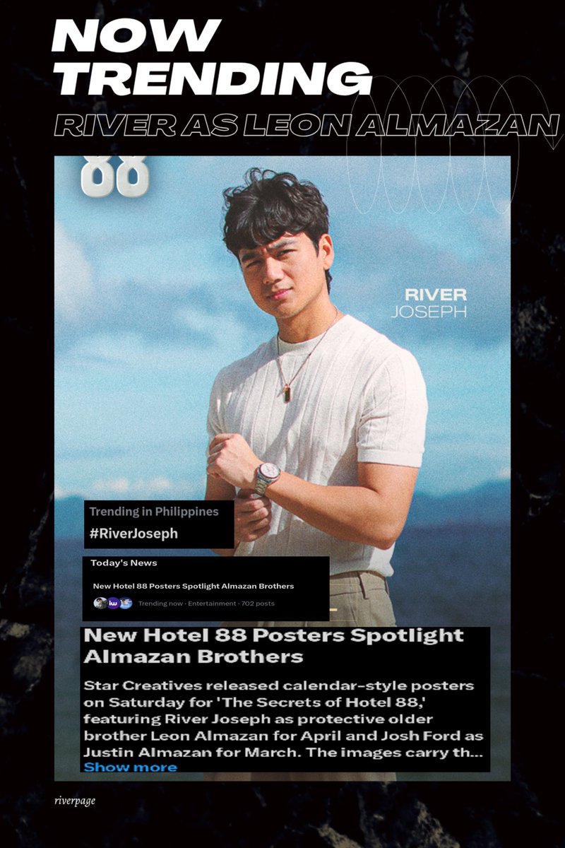 riverpage___'s tweet photo. Mukhang marami ang na excite na mapanuod ka sa TV, River!
#RiverJoseph is effortlessly trending!
kasama pa ang Almazan brothers Leon &amp; Justin @StarCreativesTV
@iamriverjoseph
#TheSecretsofHotel88 https://t.co/6S1crCe5Un