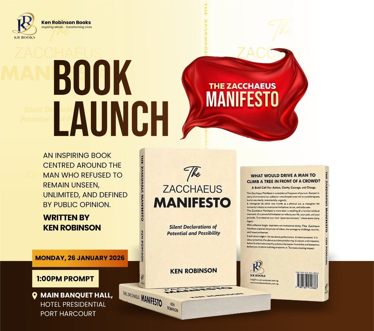 kenrobinson2020's tweet photo. IT’S TWO DAYS TO GO!🎉🙏💯

The Zacchaeus Manifesto

In two days, The Zacchaeus Manifesto will be officially launched—a moment not just to unveil a book, but to issue a call. A call to personal clarity. A call to courageous action. 

— Ken Robinson https://t.co/D8WQfqpGWq