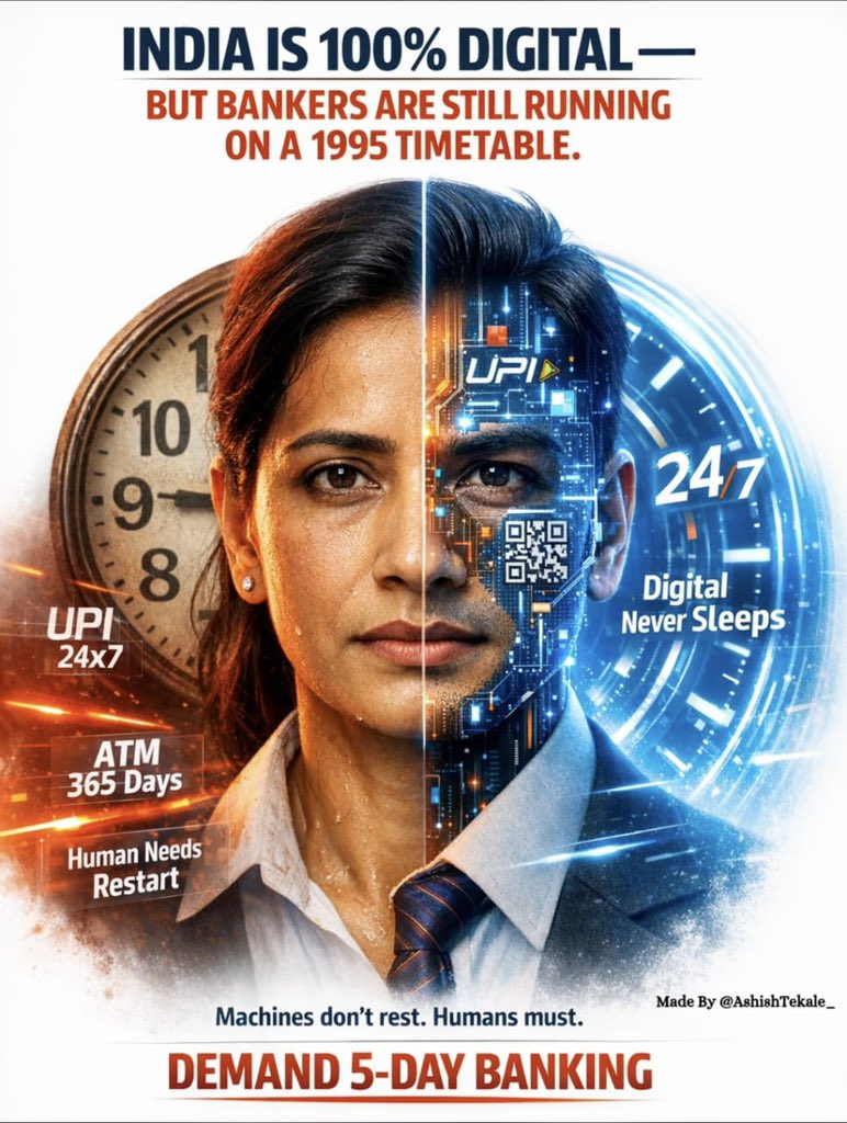 NayakJiten68237's tweet photo. It’s time to grant bank employees a 5-day week. We Bankers also need Work Life Balance. We do have Family #Approve5DayBankingNow https://t.co/mNJPjSCic6