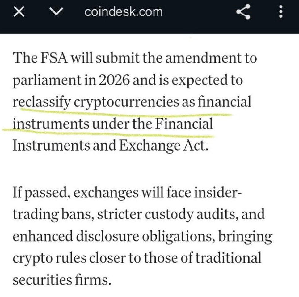 crypto_queen_x's tweet image. 🇯🇵 MASSIVE: Japan to classify $XRP as financial product under updated regs.

Target: Q2 2026 implementation.

XRP to fall under FIEA.