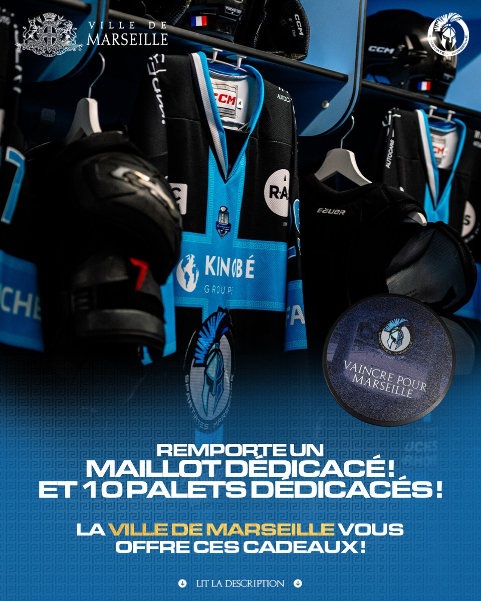 SpartsMarseille's tweet image. 🎁 Jeu concours

La ville de Marseille  parrain du match mardi face à Rouen vous offre un maillot et 10 palets dédicacés par nos Spartiates !

Pour participer : 

Rt + follow @spartsmarseille et @marseille

Bonne chance à tous ! 🍀

Tirage au sort mardi 27 janvier à 12h ! 🙌

⚠️…