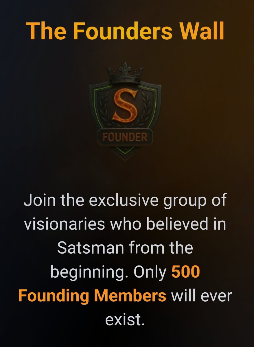 70 Satsman Founders in 4 weeks!🏆🦸🏼‍♂️ Only 430 of the 500 remaining!  🪖🌎 See https://t.co/BoP3Vbbjnl for details! #sats #bitcoin #founders  #satsman #satsmanarmy