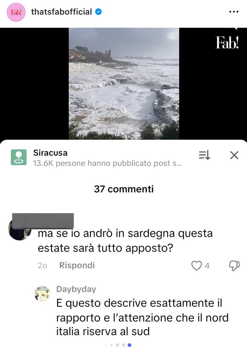 il sud Italia distrutto dal maltempo e questi sono i commenti 

dovete esplodere
