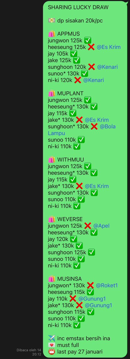 #ensell sharing lucky draw nih appmus, muplant, withmuu, weverse dan POB musinsa

kalau ada yang minat bisa dm yaa 💗