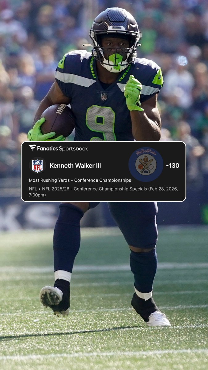 BoDotPicks's tweet photo. We hit with James Cook last week at +375 boosted and nearly had it with Saquon WC weekend at +940. Obviously the odds are nowhere near those this week but we love Kenneth Walker to lead all rushers this Sunday #seahawks #championshipweekend https://t.co/AdAmCVgcMI