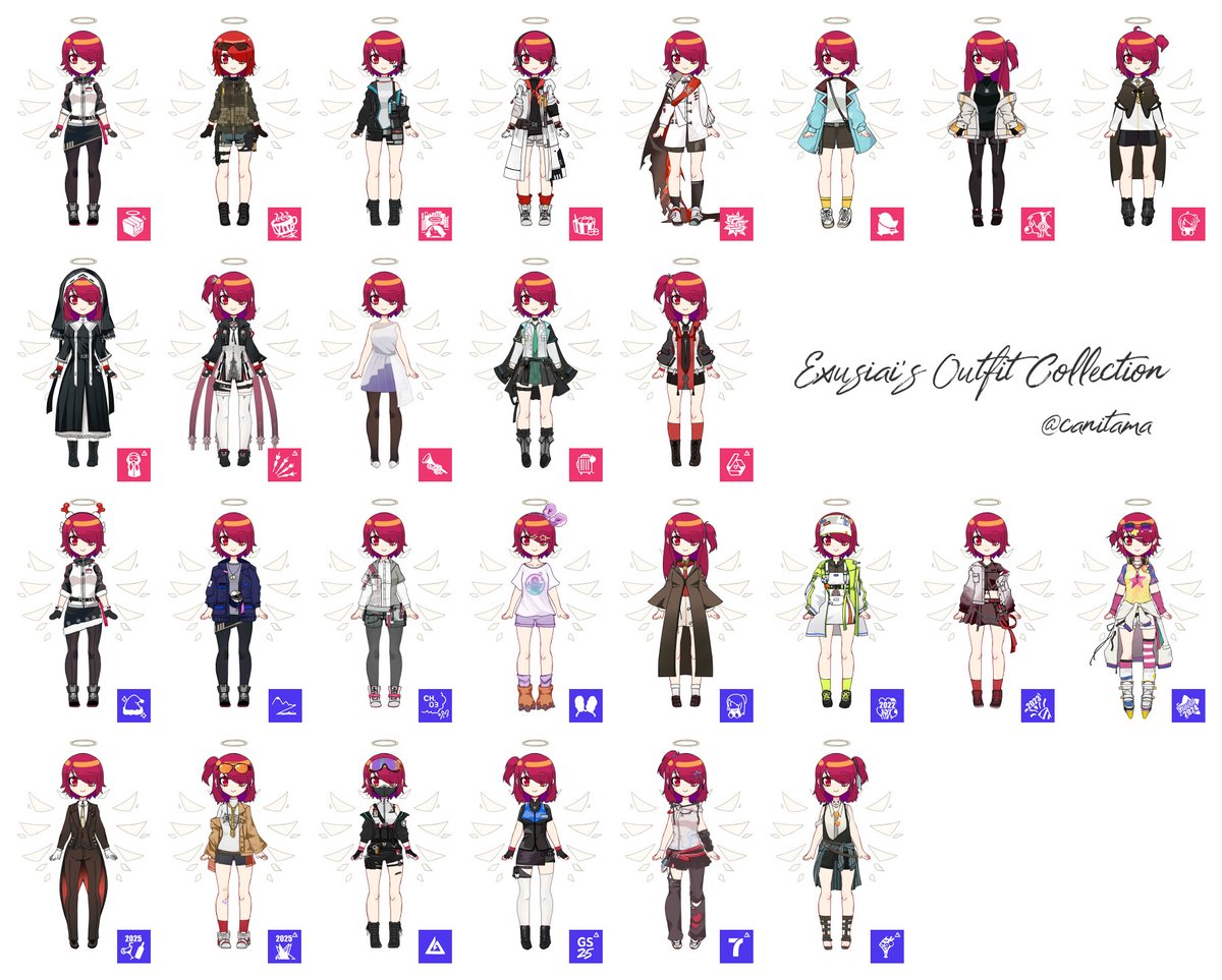 canitama's tweet image. ハァハァ…エクシアのコーデ、アークナイツのリリースから～2025.12までの公式お洋服をまとめたぞ…
Webも更新しかたんな！！
caniball.com/exusiai/