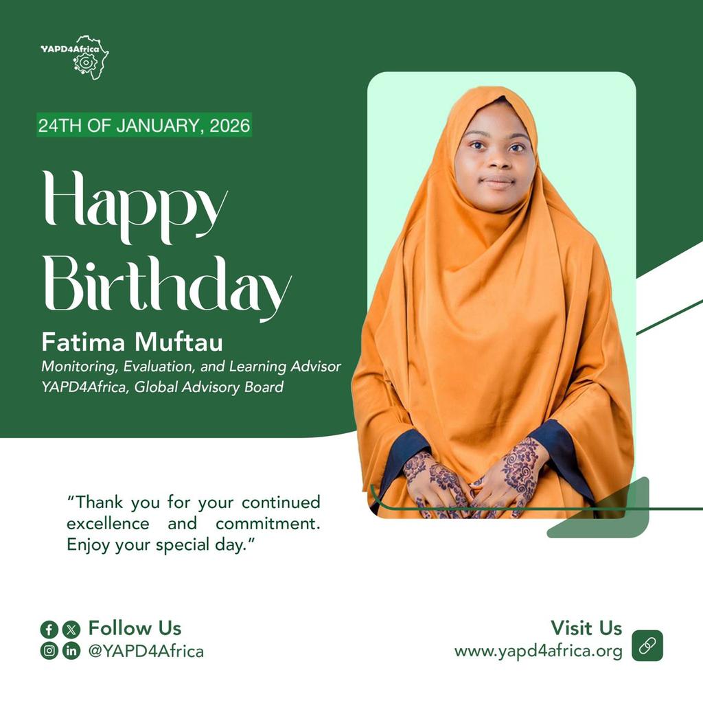 Happy birthday to Fatima Muftau, our rockstar Monitoring, Evaluation and Learning Advisor. 

Wishing you a day as bright as your dedication to driving impact and data-driven success.

We are grateful for your continued support and look forward to shaping a better world together🎉