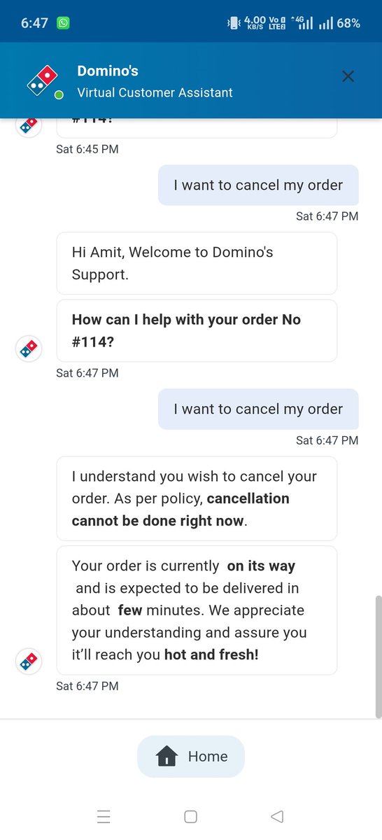 Sandeep10912512's tweet photo. This is the 30 minutes order delivery guarantee you offer. I will prefer other apps and restaurants next time. Worst services ever https://t.co/1fNHcqQQGS